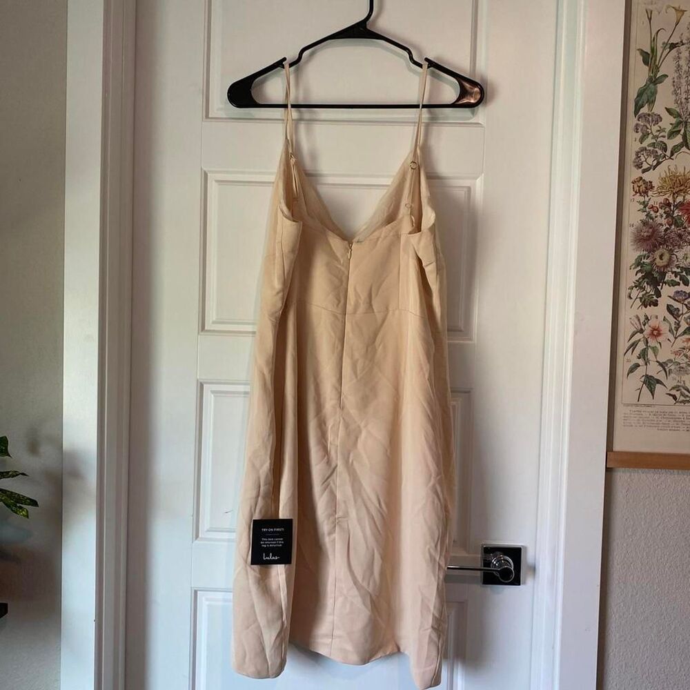 Lulus Women's Cream and Tan Wrap Dress - Picture 2 of 4